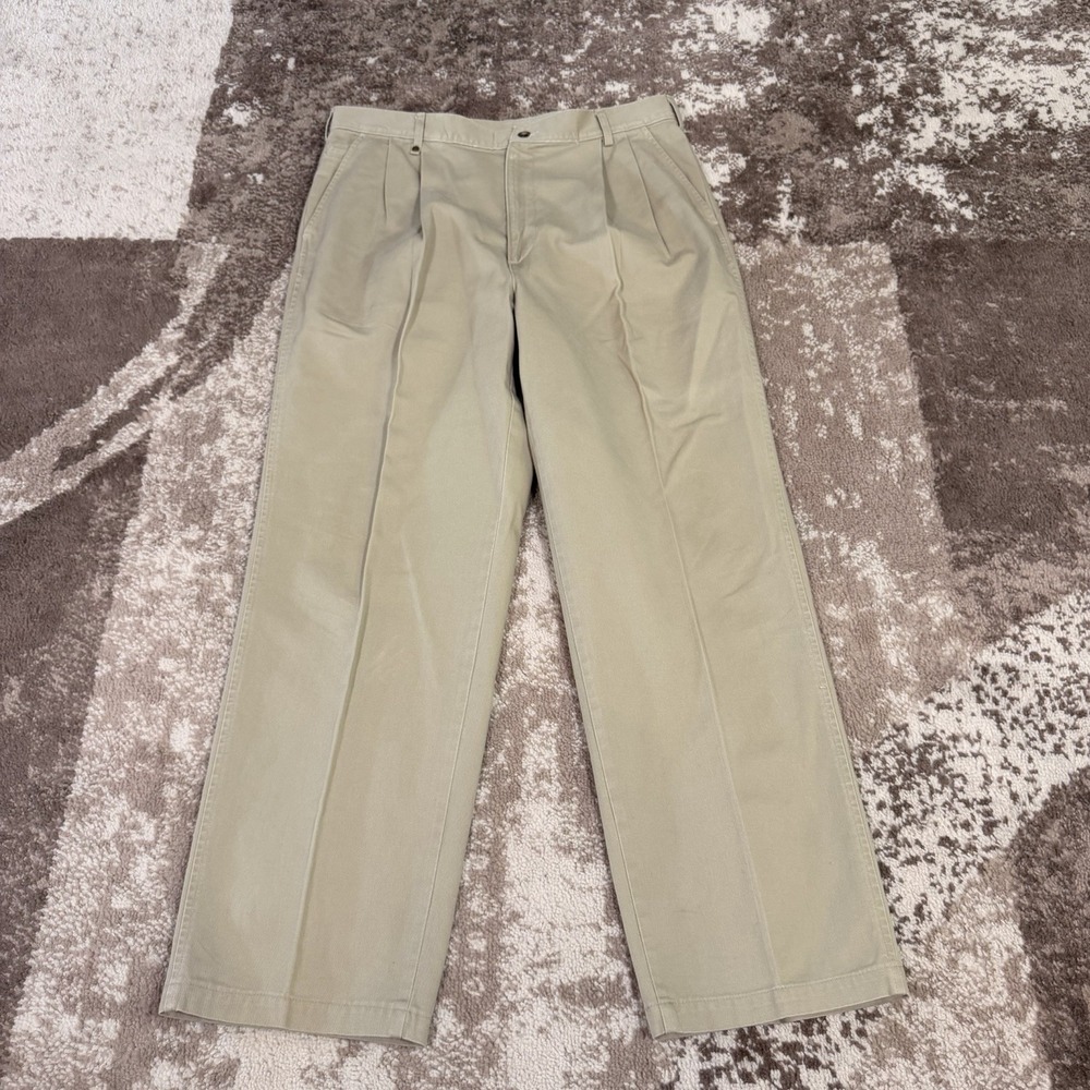 Lucchese Men's Classic Fit‎ Pleated Front Khaki Dress Pants 36x30 Casual USA